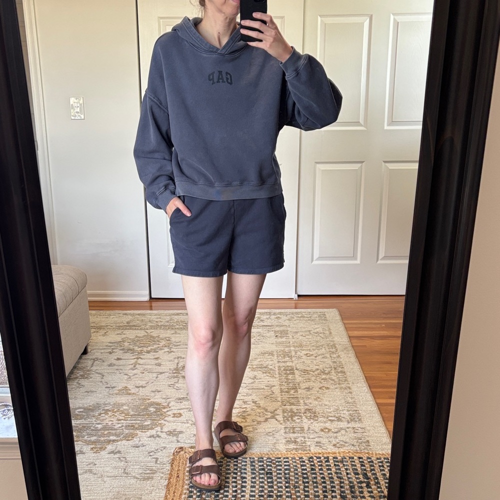 GAP Women's Dark Blue Athletic Shorts & Hoodie Set Size XS